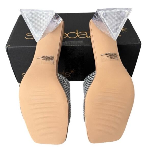 Shoe Dazzle Vela Clear Block Heeled Sandals with Modern Curved Heel Women’s 11 - Picture 7 of 13